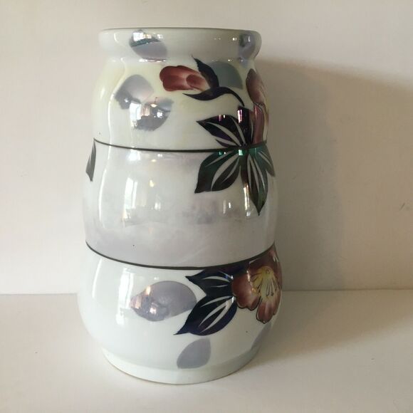 Gold Castle Chikusa Vase Made in Japan Lusterware Hand Painted 7.5” Vintage - Picture 4 of 10